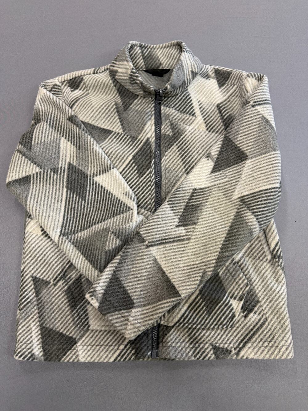 Eddie Bauer boys M 10/12 Fleece Jacket Gray Geometric Triangle Print Full Zip